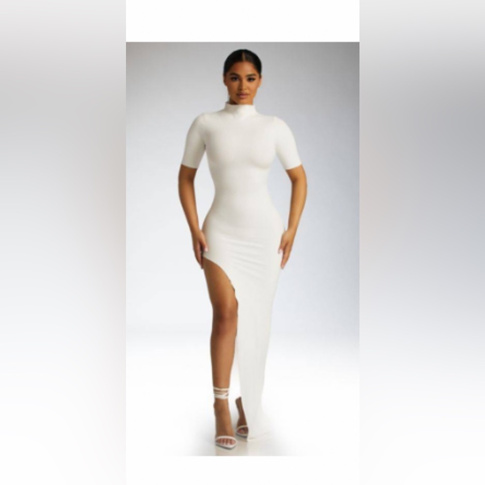 NWT Naked Wardrobe Turtleneck White Dress Small